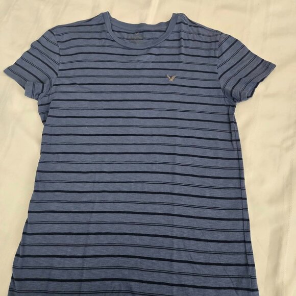 Men's Size Small American Eagle Outfitters Blue Stripped Short Sleeve Pullover - Picture 9 of 9